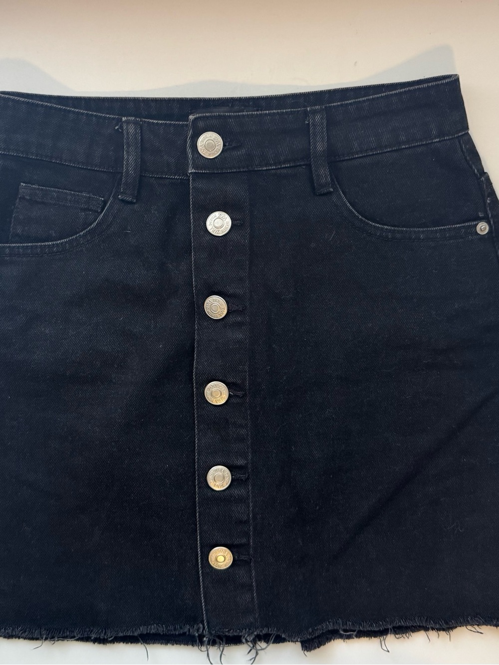 Zara Black Button-Front Mini Skirt